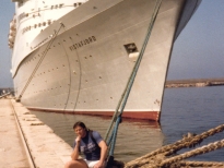 loď Vistafjord v přístavu Los Angeles 1984